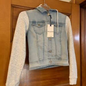 Wallflower Light Blue Denim Jacket with Gray Sleeves for girls